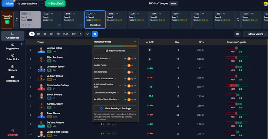 Draft Dominator Custom Cheatsheets